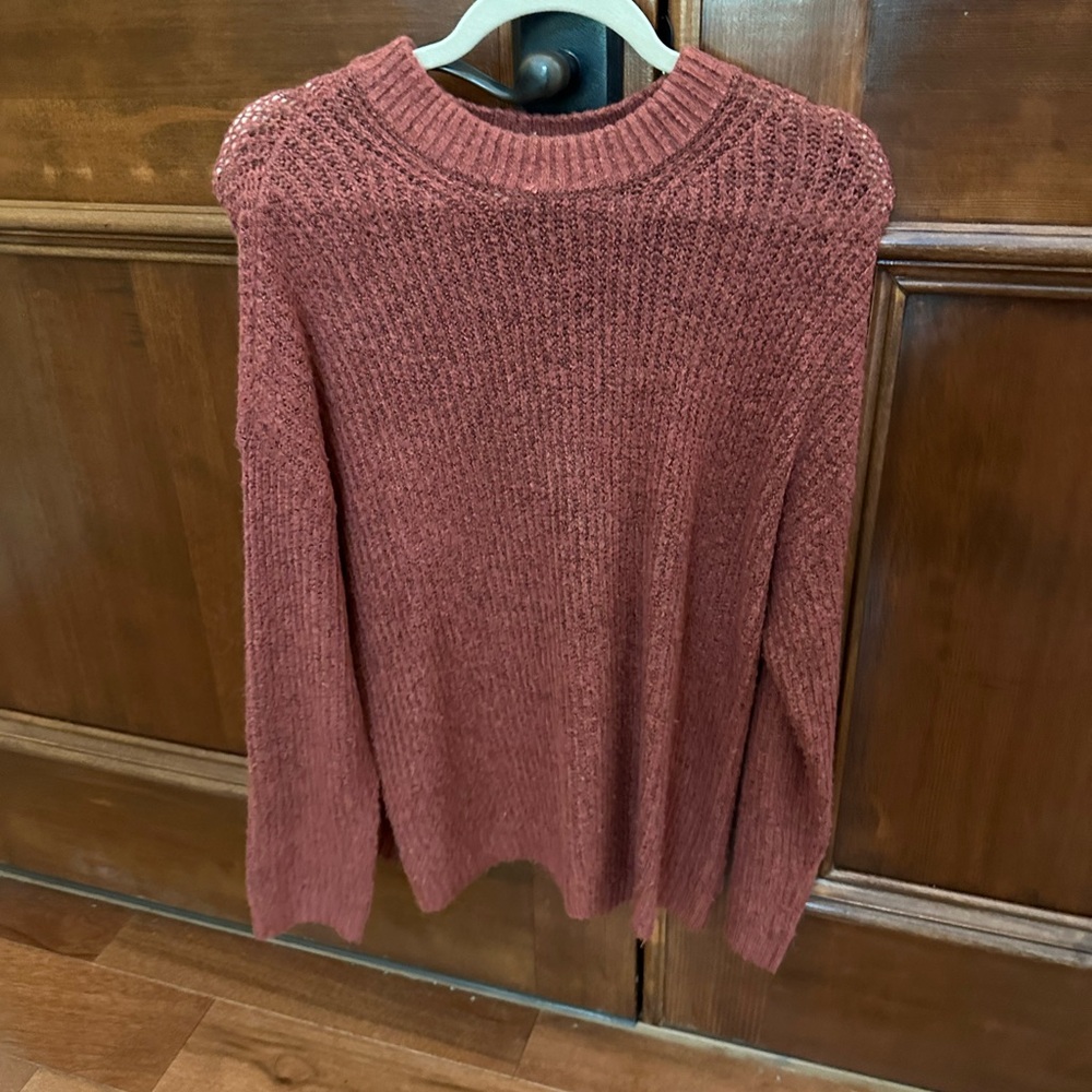 Long & Oversized Cozy Knit Sweater in Rust